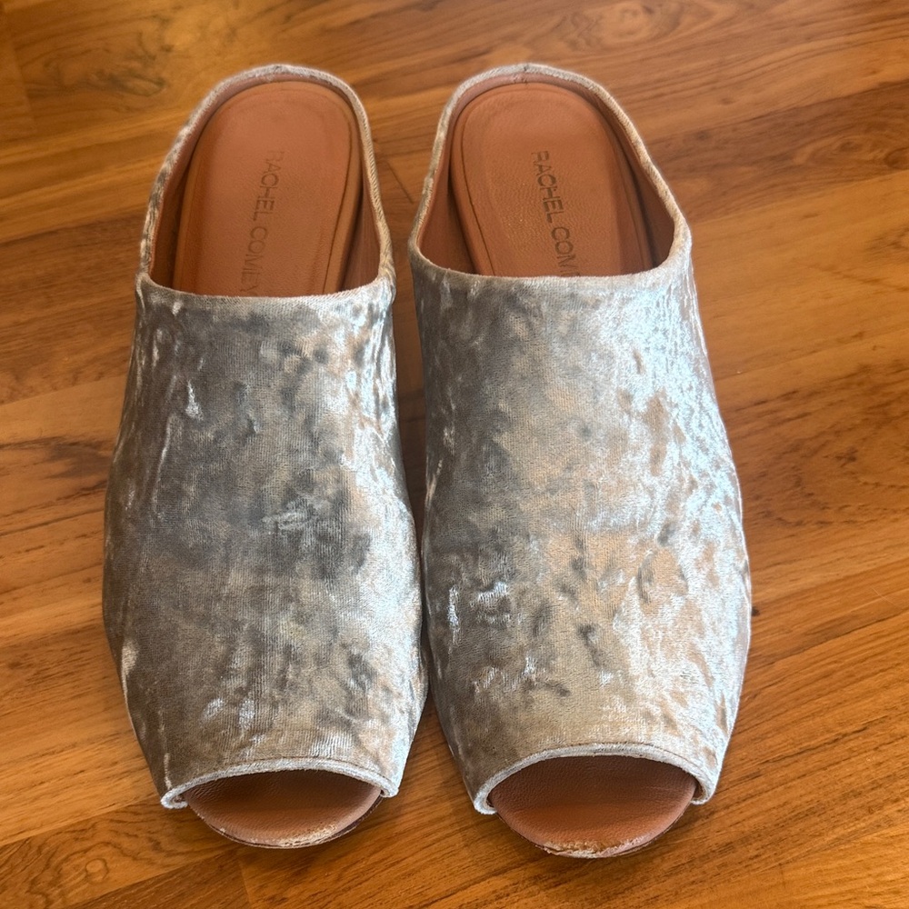 Rachel Comey Silver Crushed Velvet Open-Toe Mule